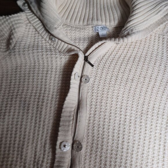 Guide Series Cardigan Knit Sweater Womens Large Cream Heavy Chunky Pockets - Picture 9 of 11